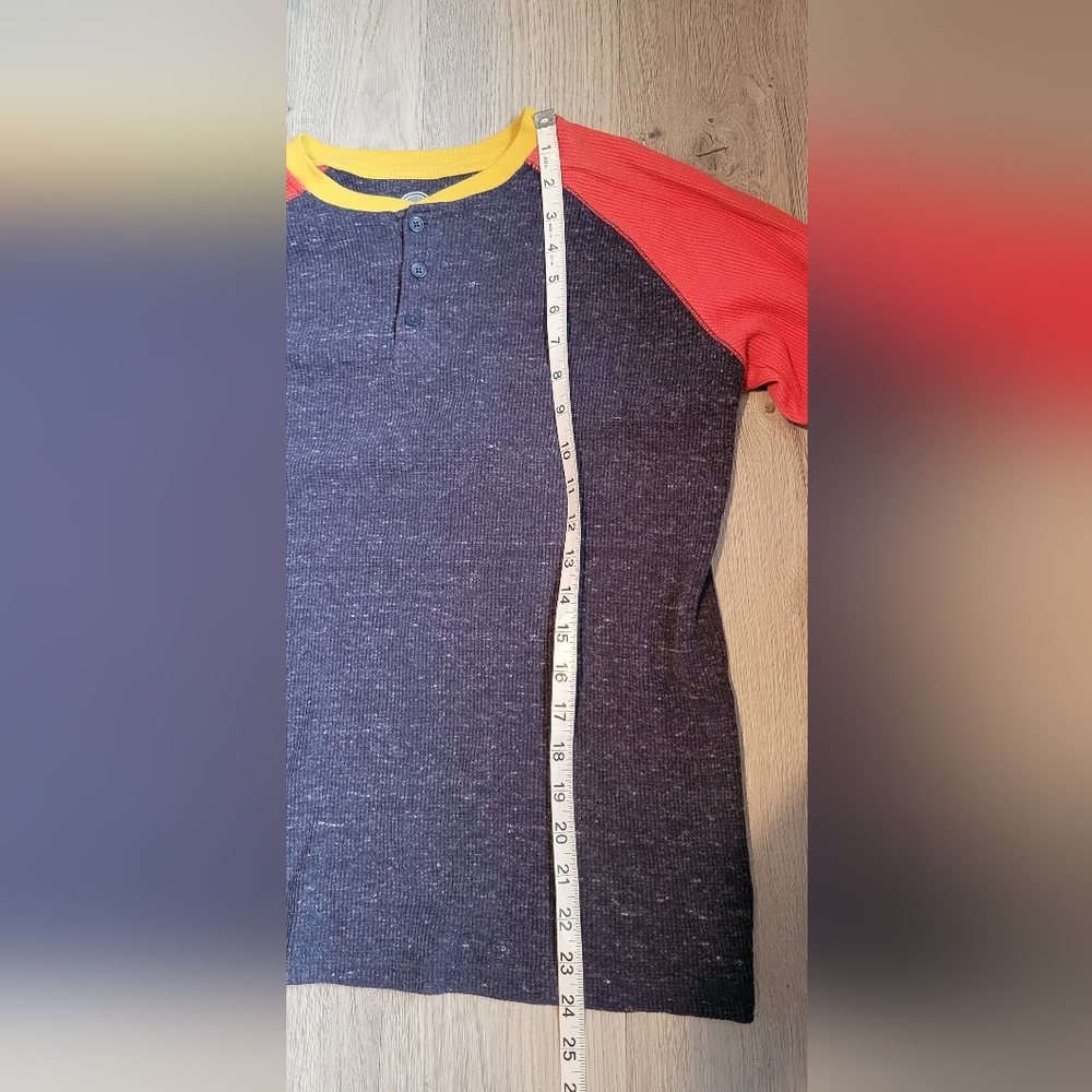 Wonder Nation Henley Colorblock Orange, Yellow, Blue Long Sleeve Top, Boy's XXL - Picture 4 of 13